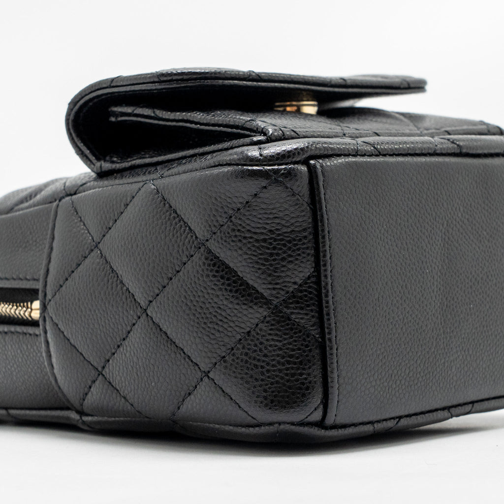 MINI BACKPACK / CROSSBODY BAG CAVIAR BLACK LGHW (MICROCHIP)