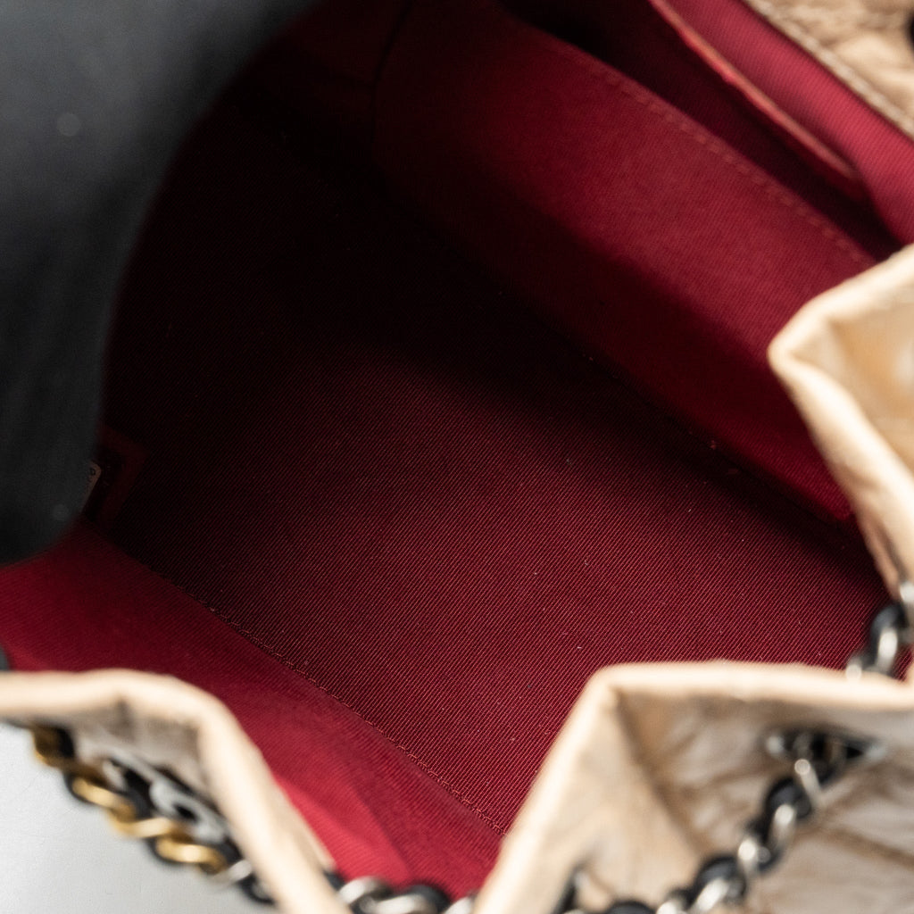 SMALL GABRIELLE BACKPACK AGED CALFSKIN BEIGE/BLACK MULTICOLOUR HARDWARE