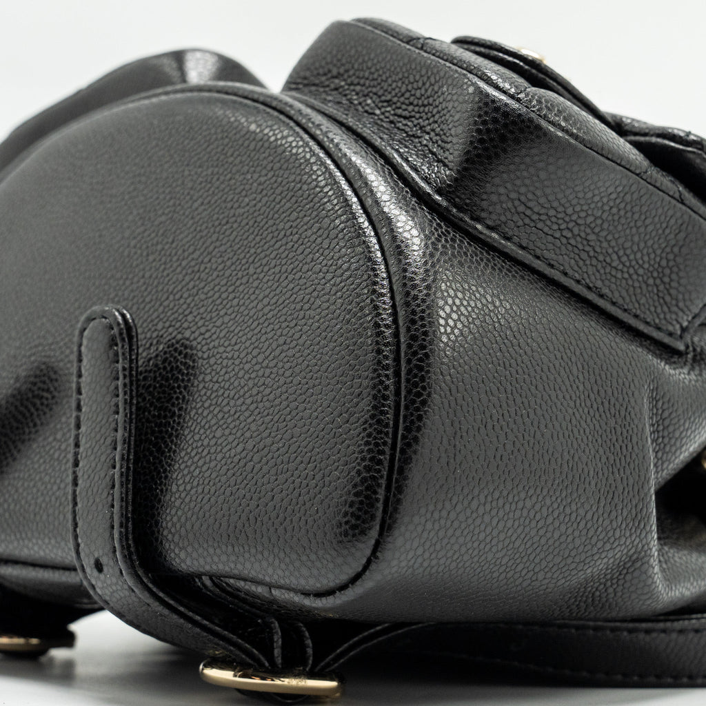 24A MINI DUMA BACKPACK GRAINED CALFSKIN BLACK LGHW (MICROCHIP)