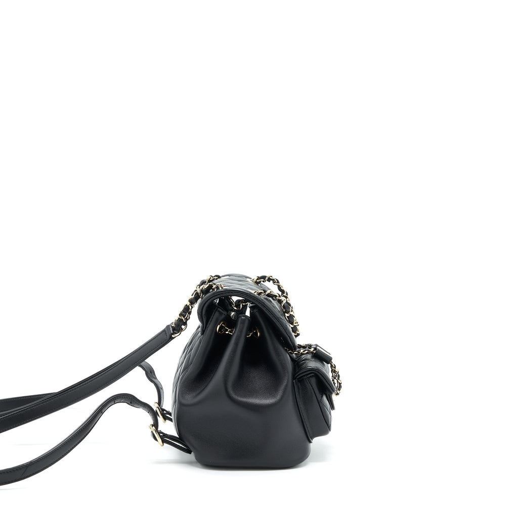 DUMA MINI BACKPACK LAMBSKIN BLACK LGHW(MICROCHIP)