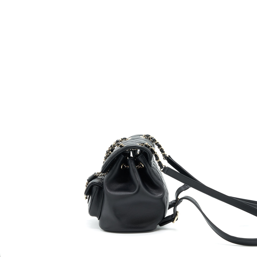 DUMA MINI BACKPACK LAMBSKIN BLACK LGHW(MICROCHIP)