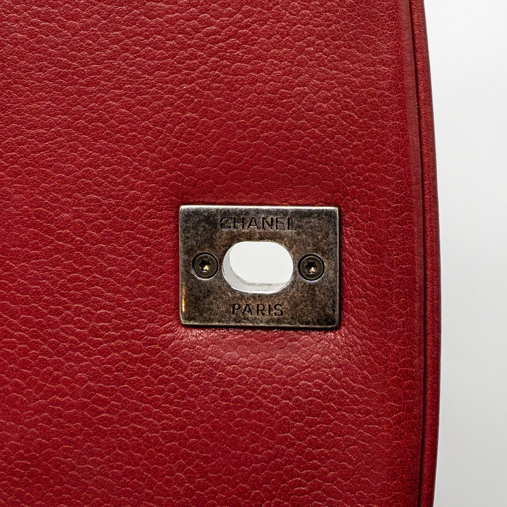 ROUND CROSSBODY MESSENGER BAG CAVIAR RED BRUSHED GOLD/RUTHENIUM SILVER HARDWARE
