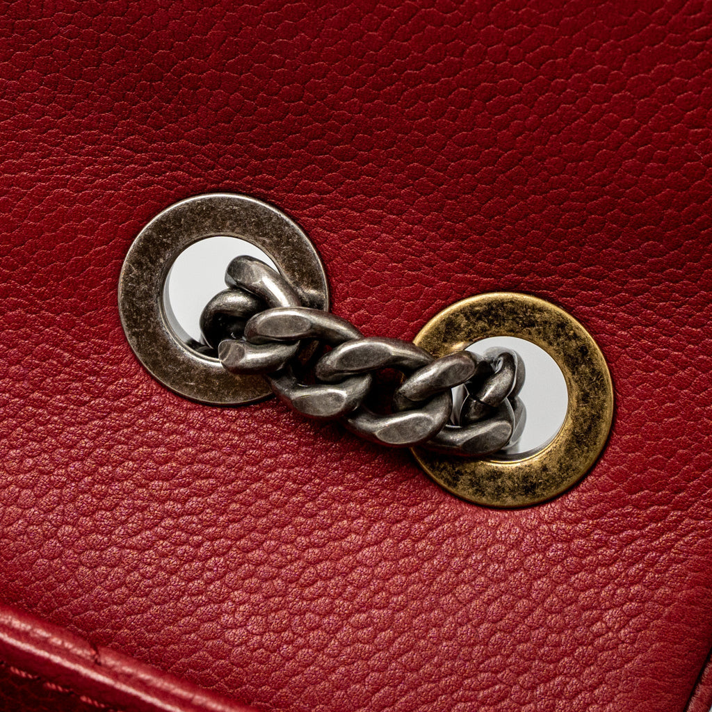 ROUND CROSSBODY MESSENGER BAG CAVIAR RED BRUSHED GOLD/RUTHENIUM SILVER HARDWARE