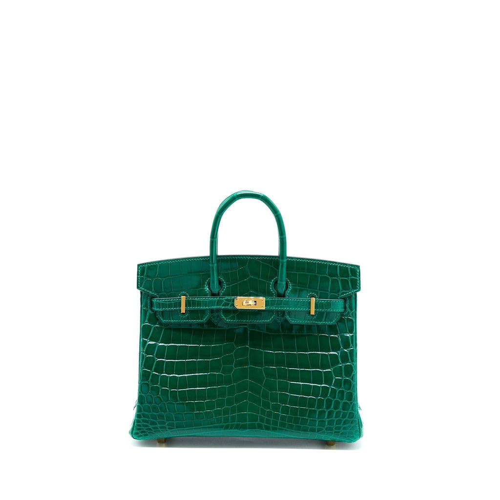 HERMES BIRKIN 25 SHINY CROCODILE 6Q VERT EMERAUDE GHW