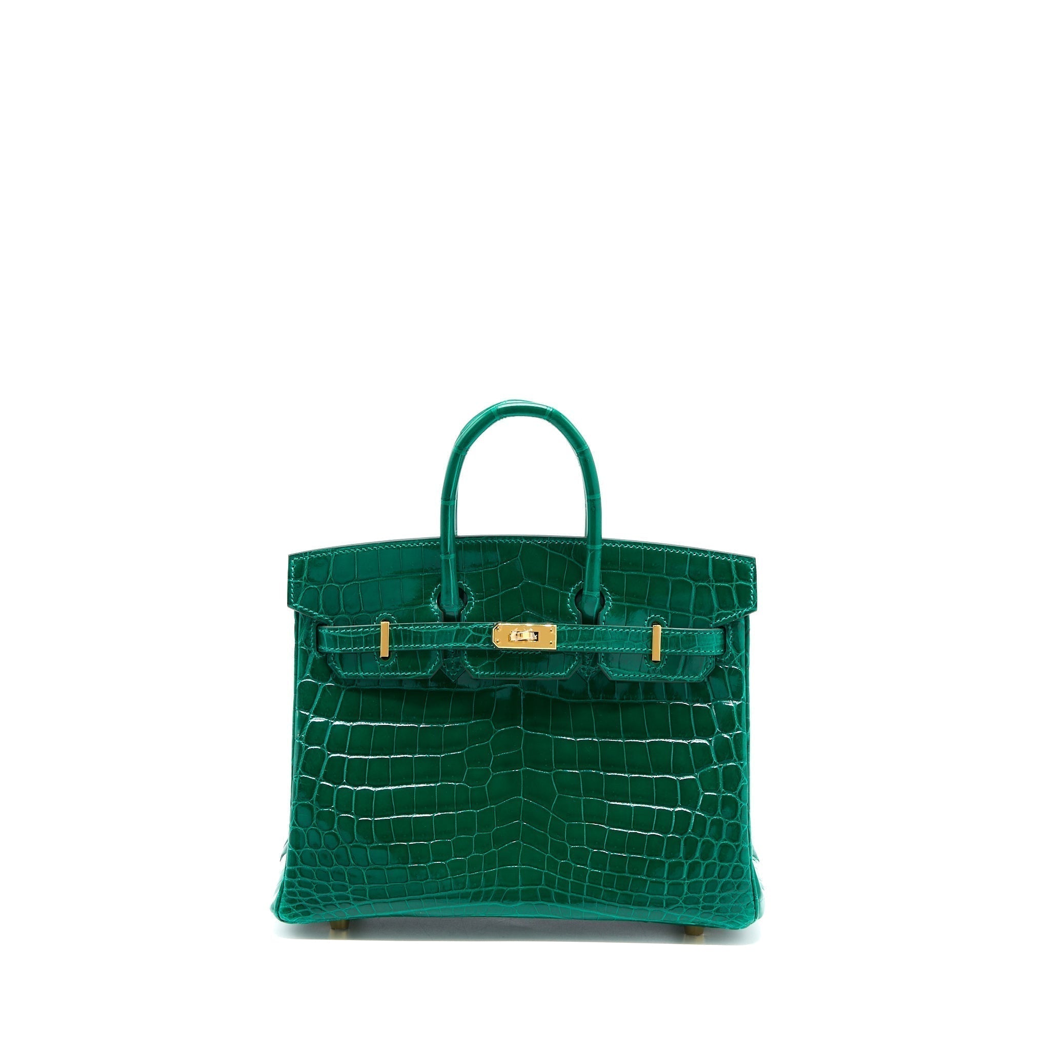 HERMES BIRKIN 25 SHINY CROCODILE 6Q VERT EMERAUDE GHW