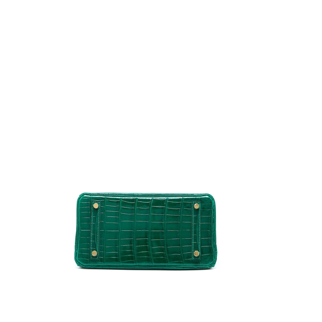 HERMES BIRKIN 25 SHINY CROCODILE 6Q VERT EMERAUDE GHW