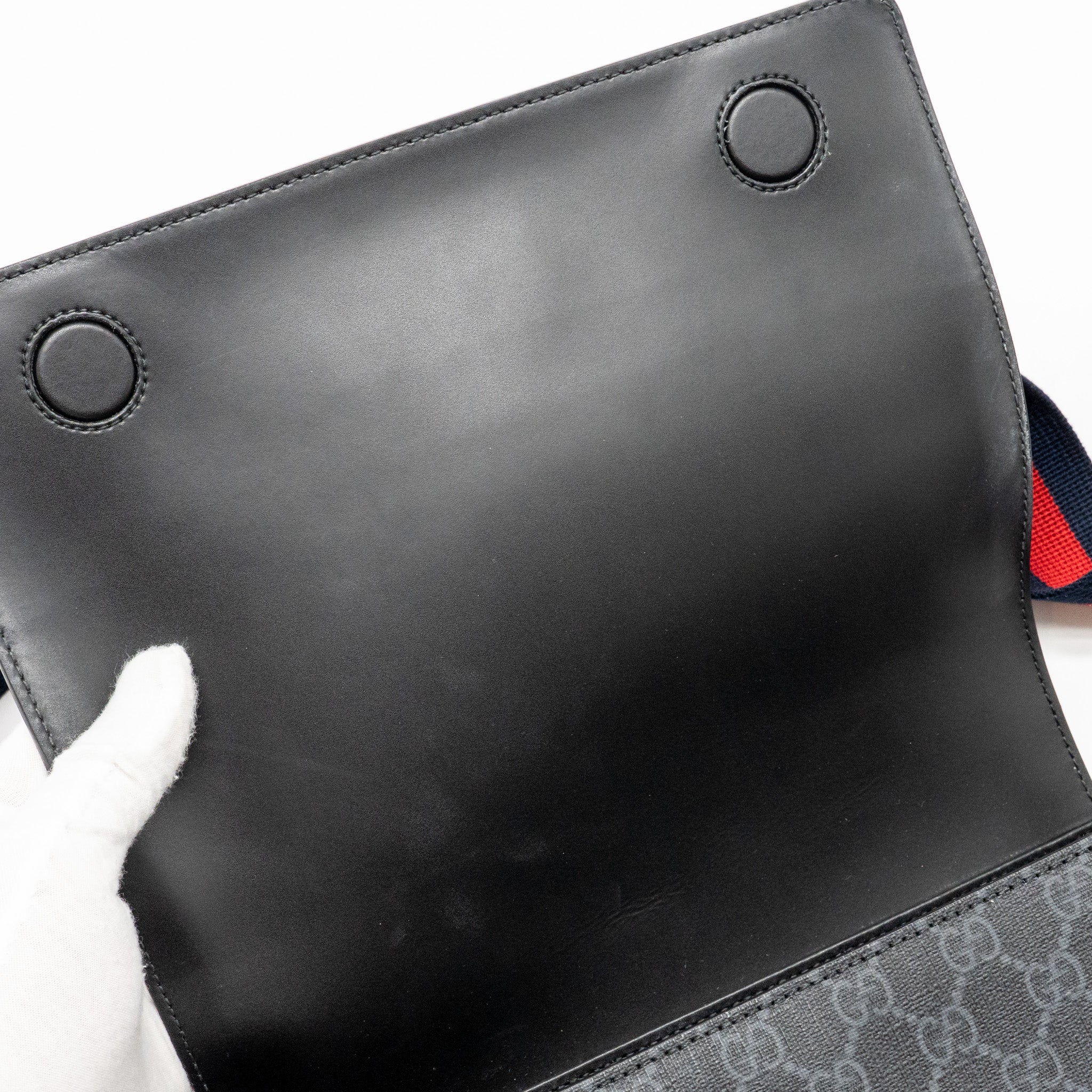 MESSENGER BAG GG SUPREME CANVAS BLACK MULTICOLOUR STRAP SHW