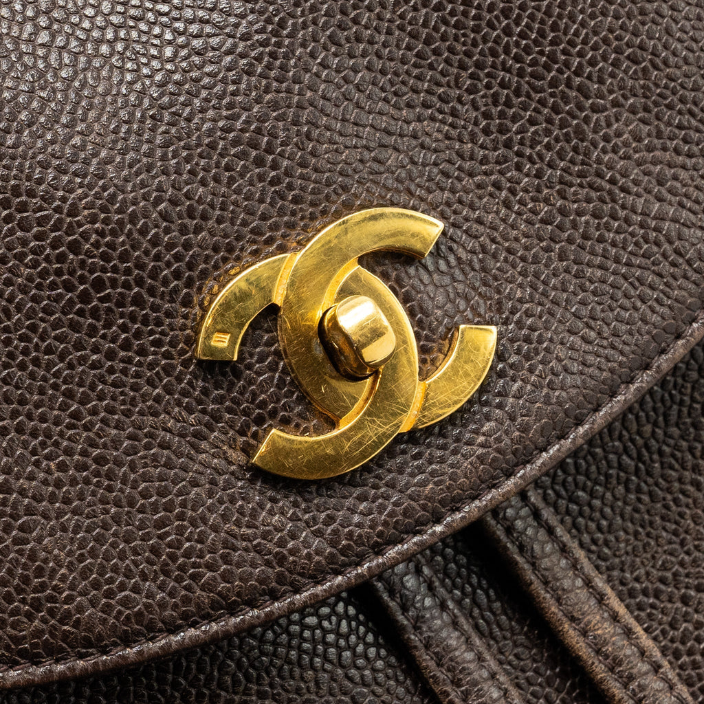 VINTAGE FLAP BACKPACK CAVIAR BROWN GHW