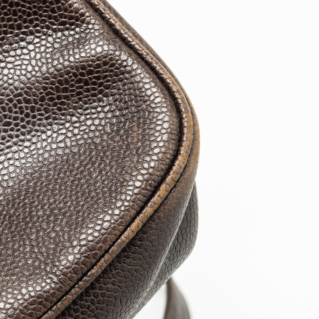VINTAGE FLAP BACKPACK CAVIAR BROWN GHW