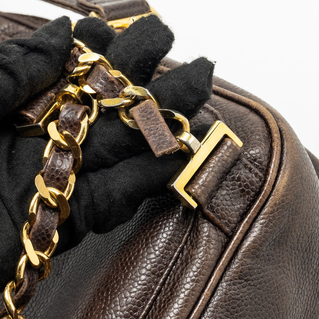 VINTAGE FLAP BACKPACK CAVIAR BROWN GHW
