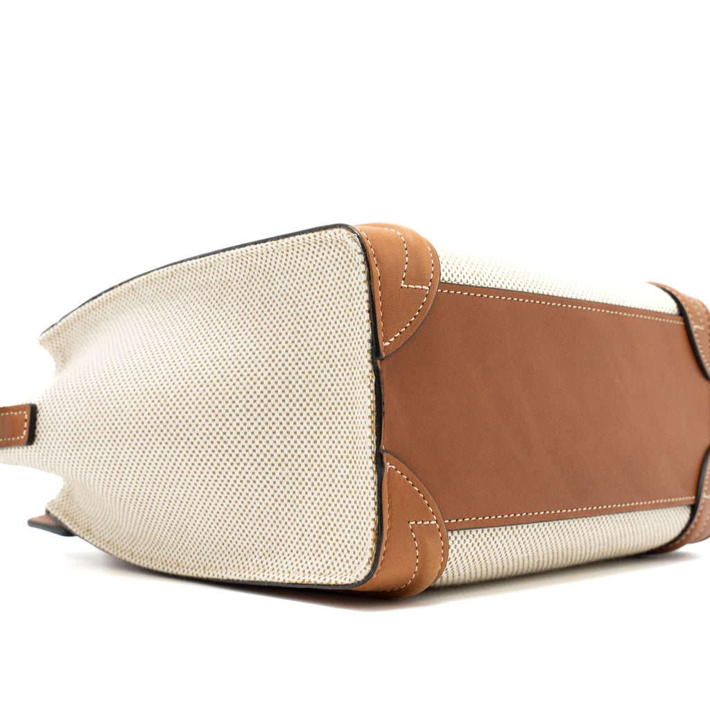 NANO LUGGAGE BAG CANVAS/LEATHER TAN/WHITE GHW