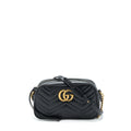 GG MARMONT SMALL MATELASSE SHOULDER BAG CALFSKIN BLACK GHW