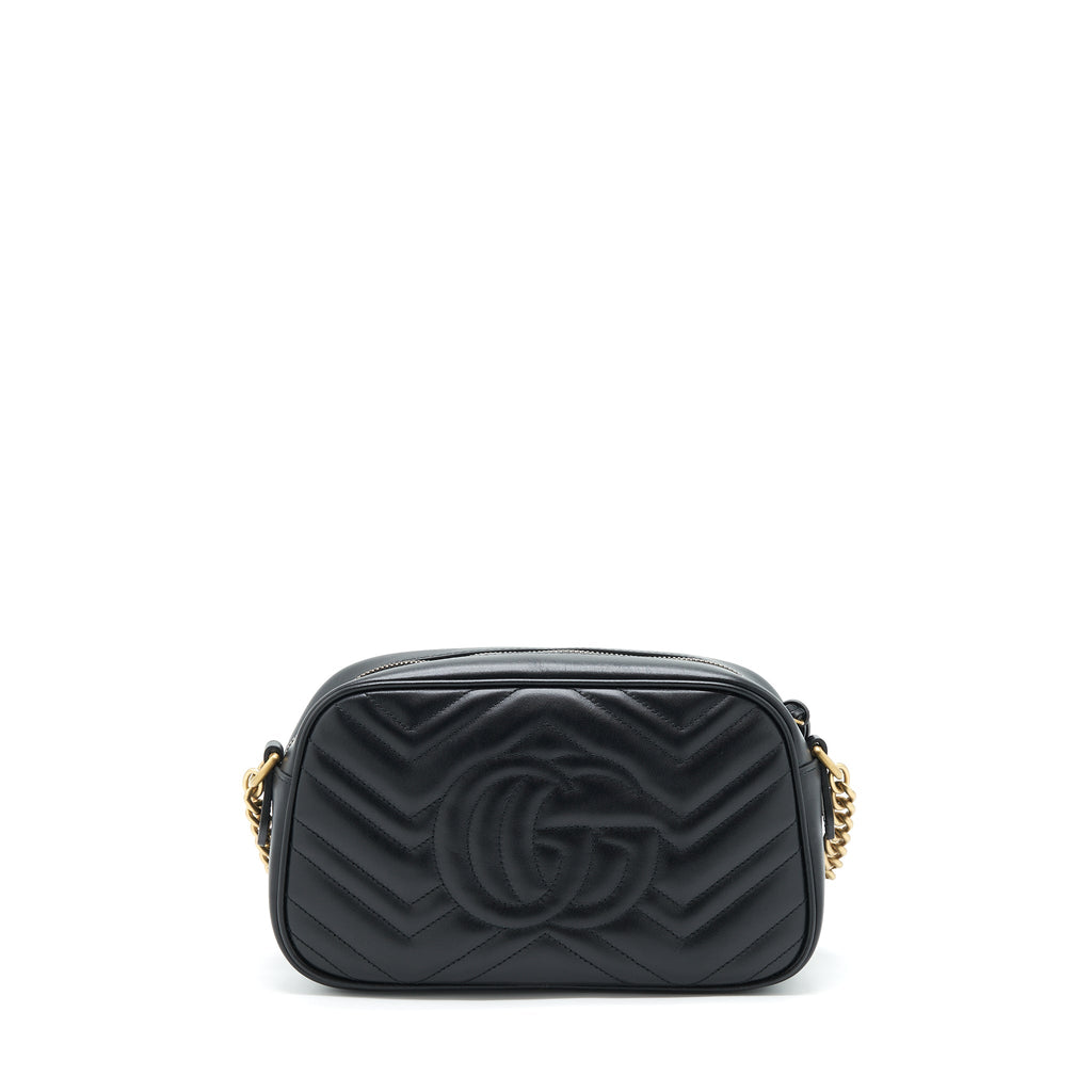 GG MARMONT SMALL MATELASSE SHOULDER BAG CALFSKIN BLACK GHW