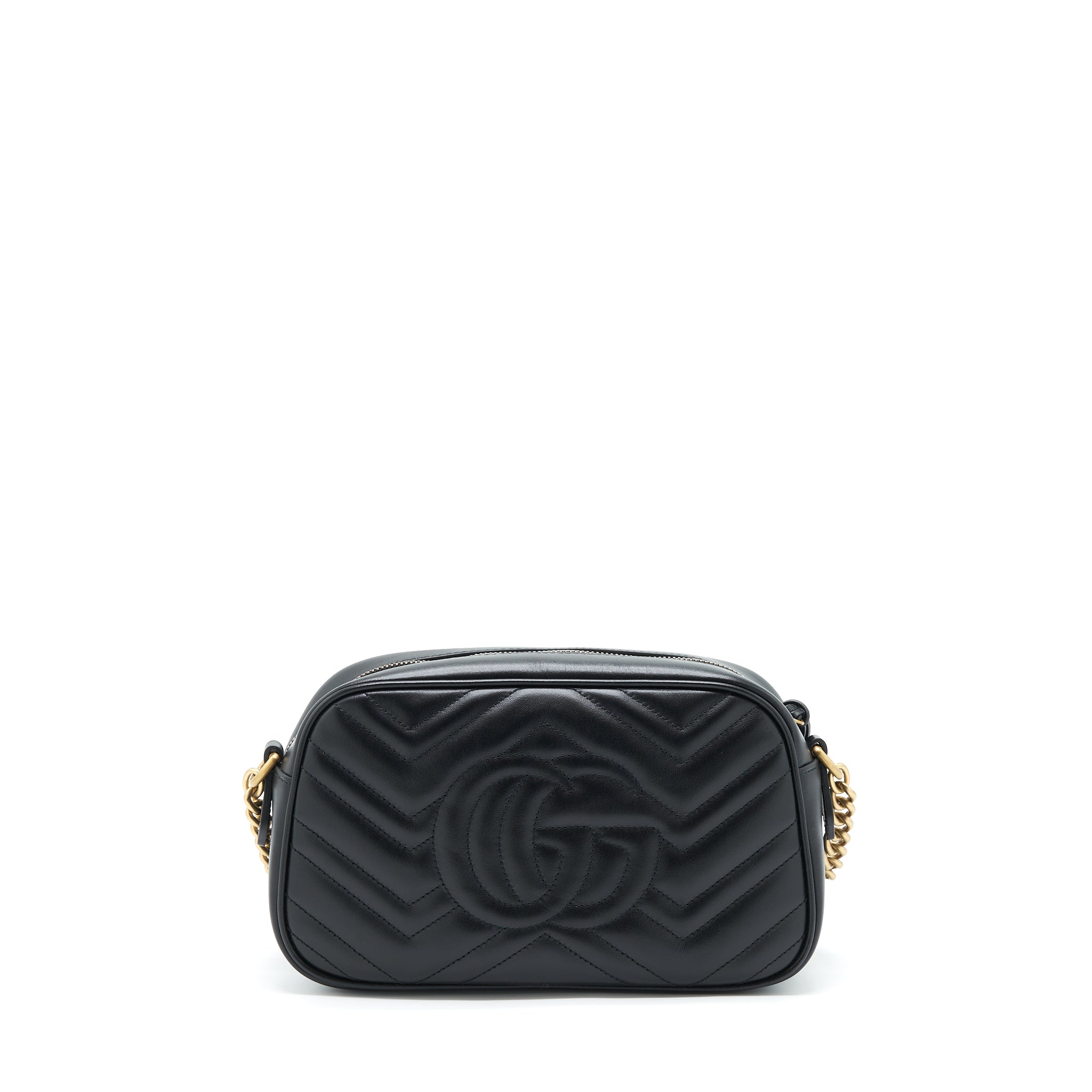 GG MARMONT SMALL MATELASSE SHOULDER BAG CALFSKIN BLACK GHW