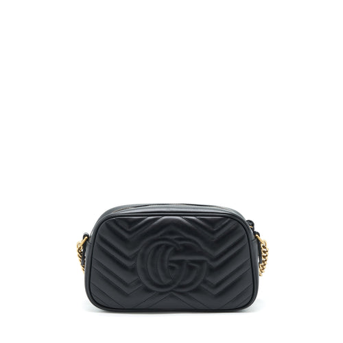GG MARMONT SMALL MATELASSE SHOULDER BAG CALFSKIN BLACK GHW