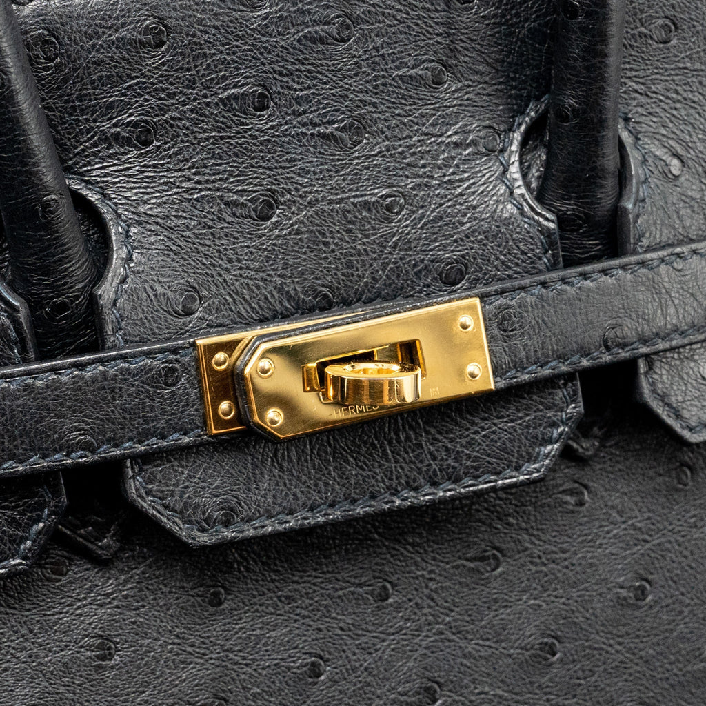 HERMES BIRKIN 25 OSTRICH BLACK GHW