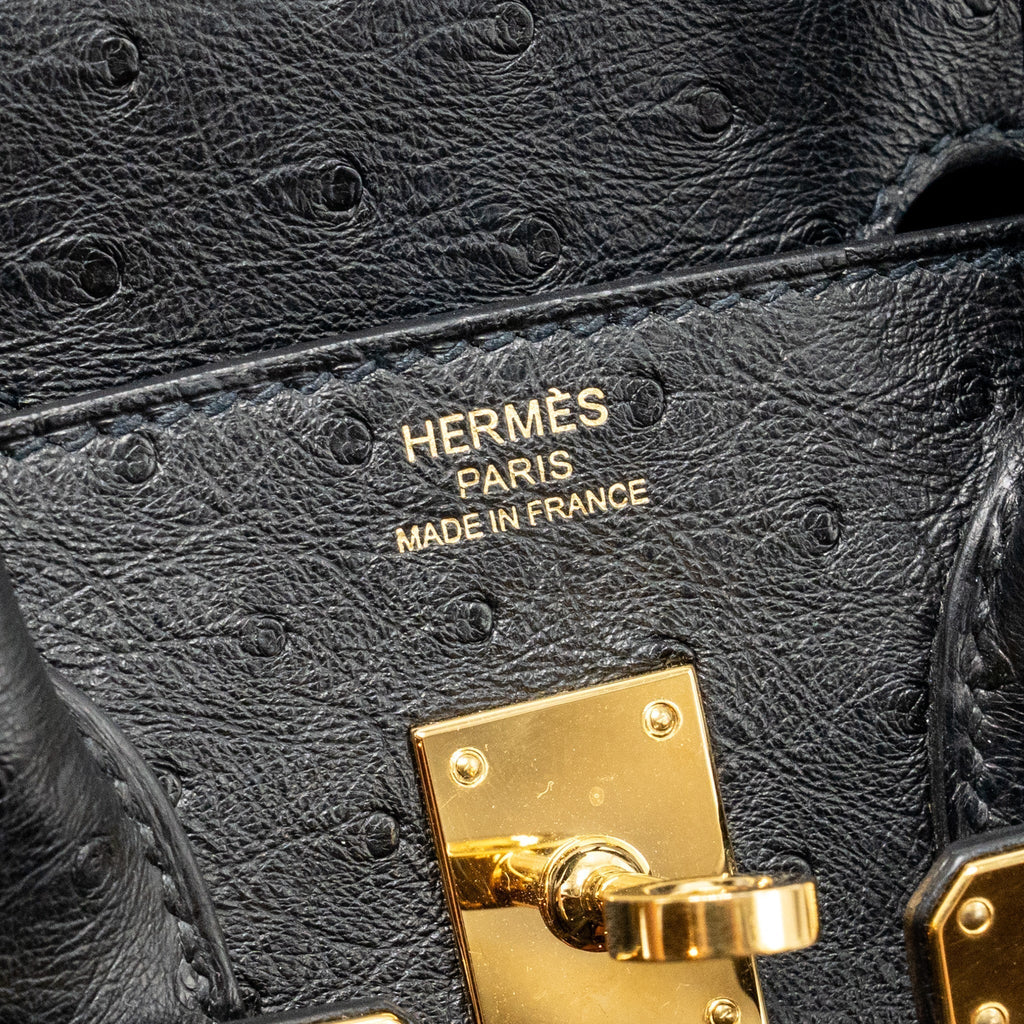 HERMES BIRKIN 25 OSTRICH BLACK GHW