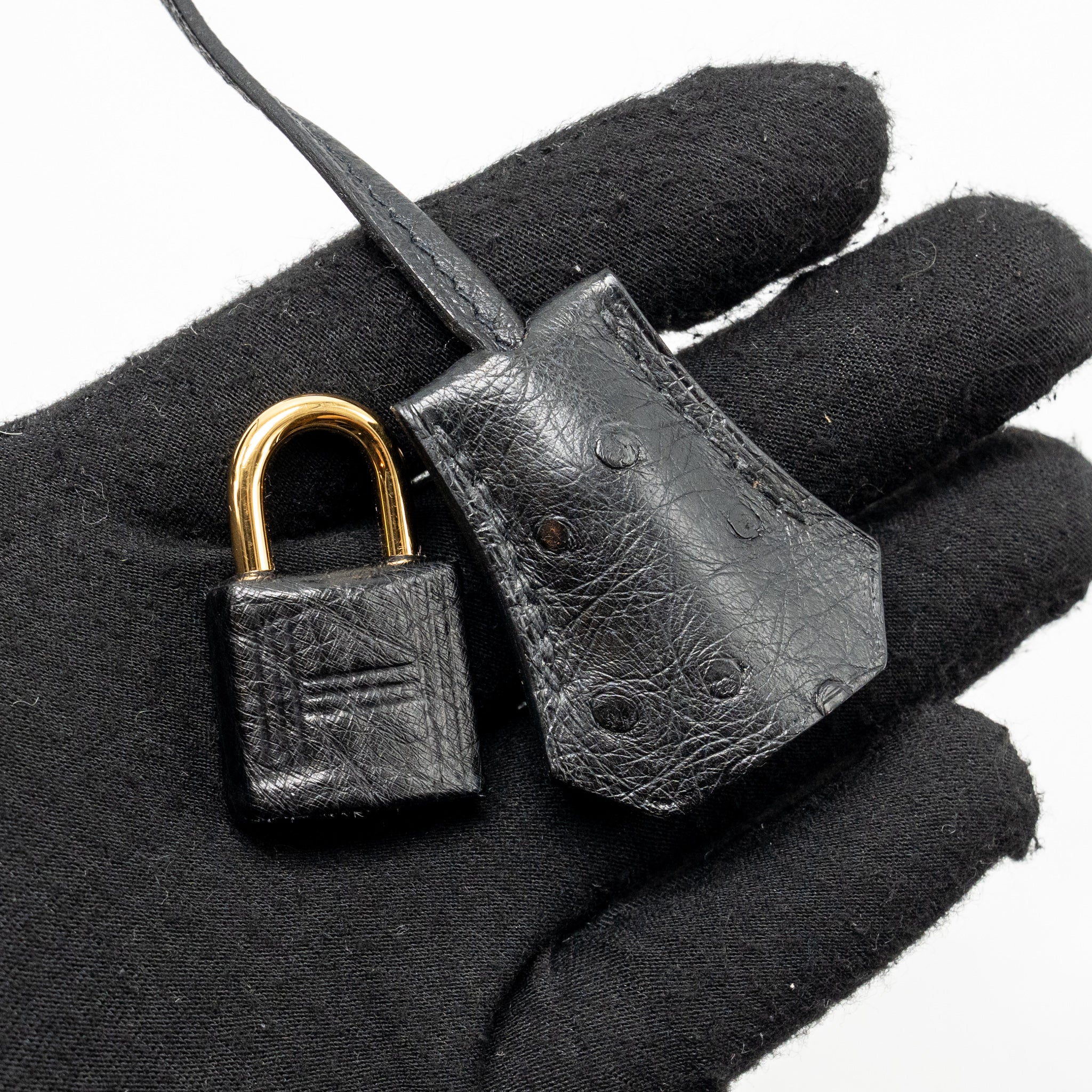 HERMES BIRKIN 25 OSTRICH BLACK GHW