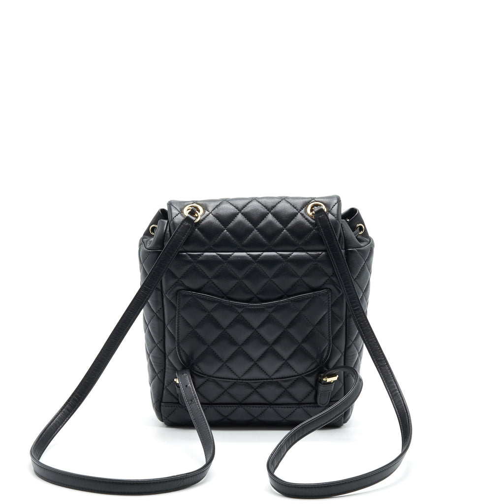 QUILTED LAMBSKIN URBAN SPIRIT BACKPACK BLACK GHW