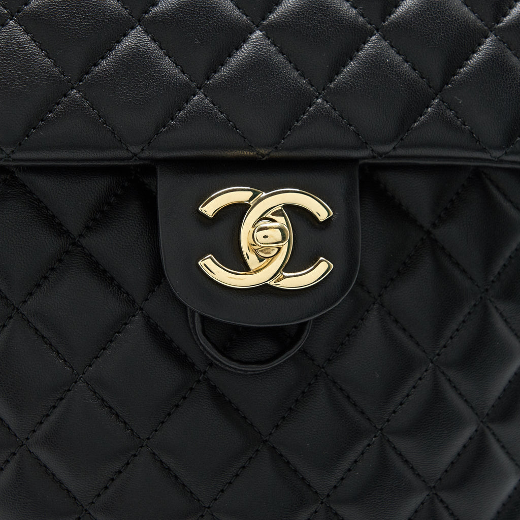 QUILTED LAMBSKIN URBAN SPIRIT BACKPACK BLACK GHW