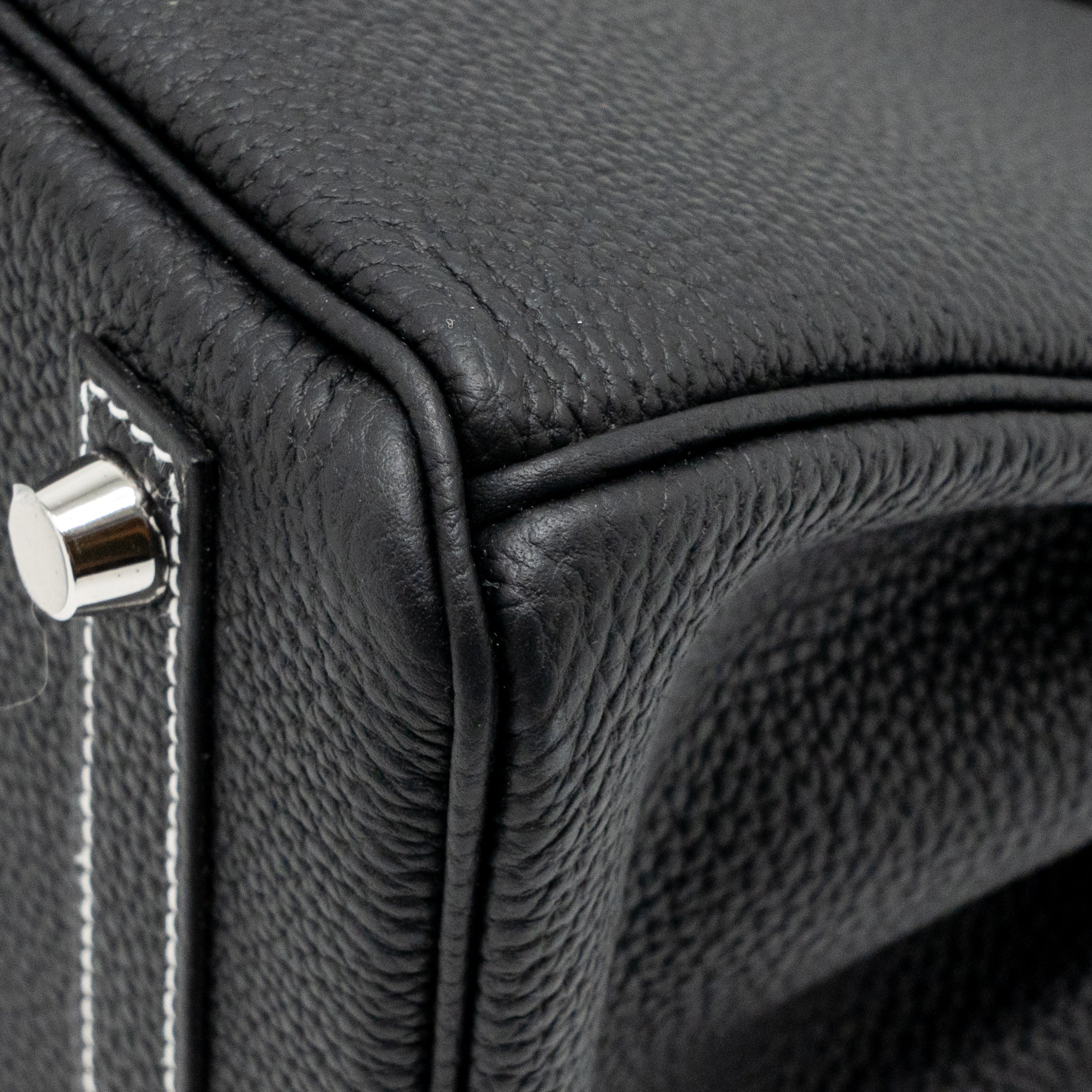 HERMES BIRKIN 25 SPECIAL ORDER TOGO BLACK/WHITE STITCHING BRUSHED SHW