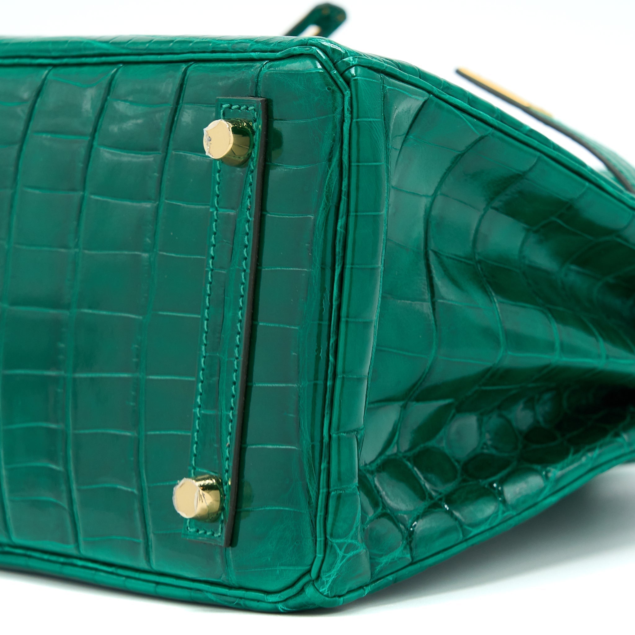 HERMES BIRKIN 25 SHINY CROCODILE 6Q VERT EMERAUDE GHW