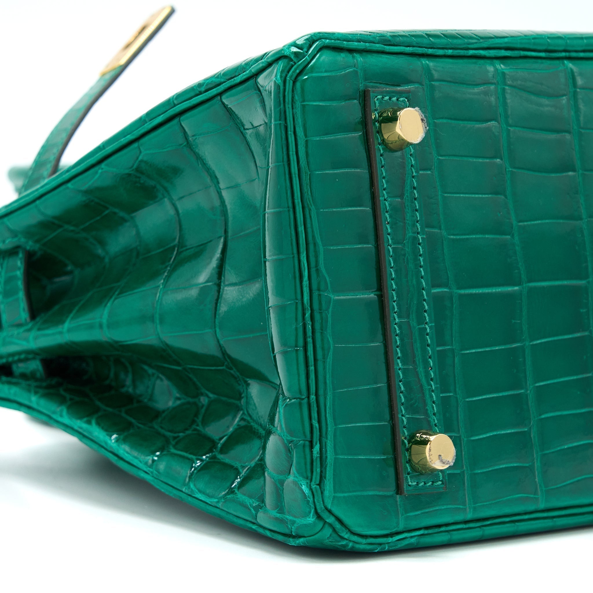HERMES BIRKIN 25 SHINY CROCODILE 6Q VERT EMERAUDE GHW