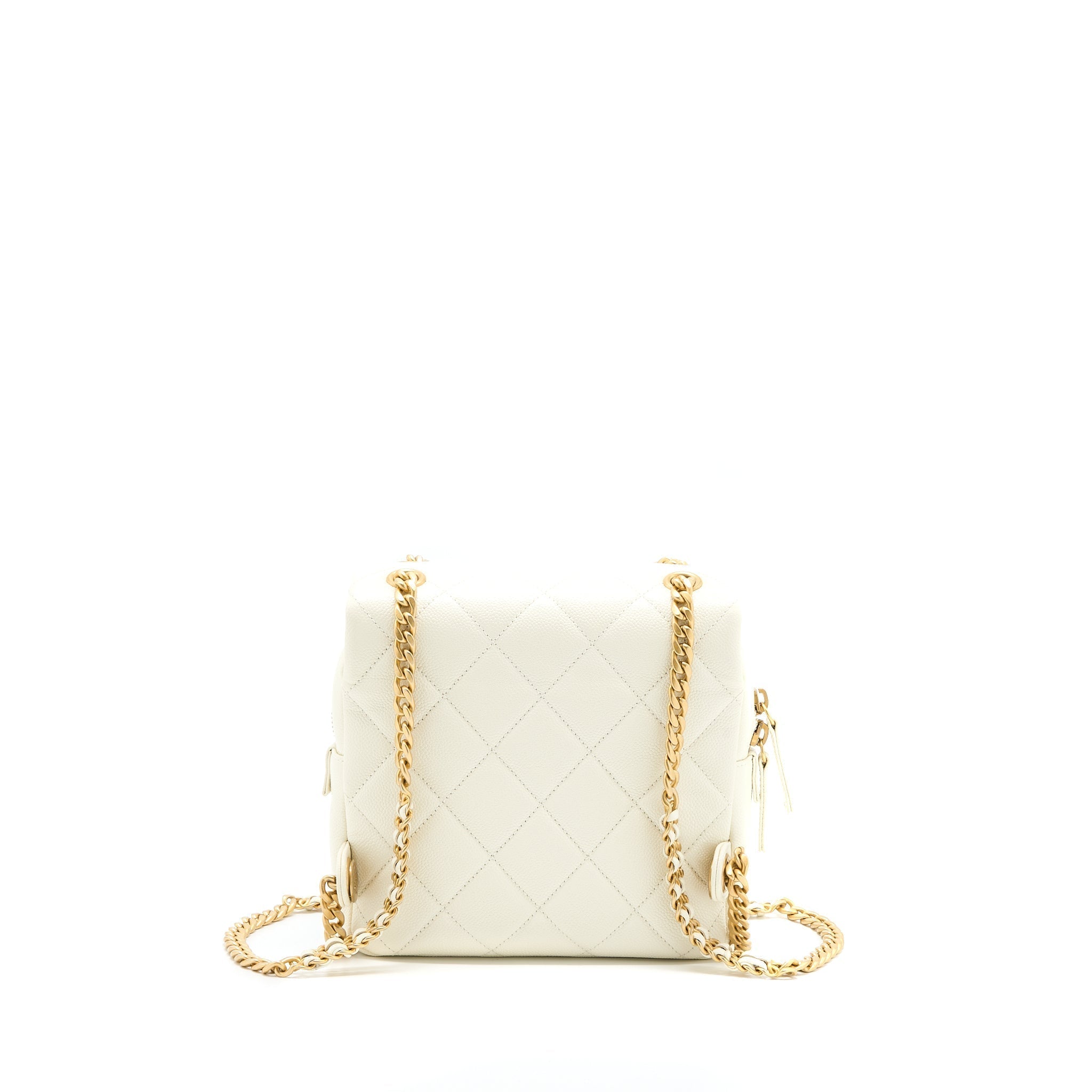 22P FLAP BACKPACK CAVIAR WHITE BRUSHED GHW (MICROCHIP)