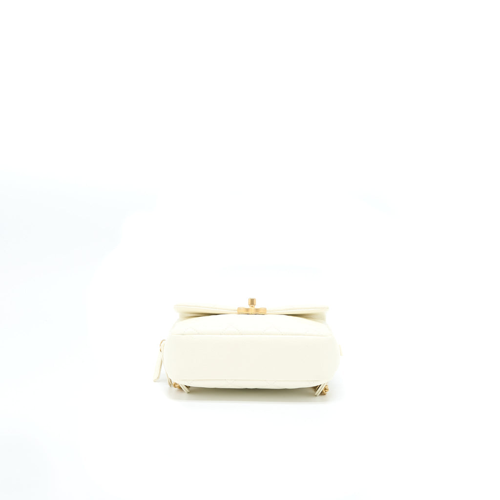 22P FLAP BACKPACK CAVIAR WHITE BRUSHED GHW (MICROCHIP)