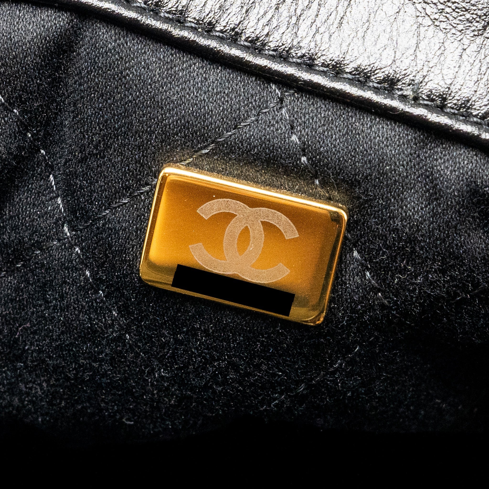 22 BACKPACK SHINY CALFSKIN  BLACK GHW (MICROCHIP)