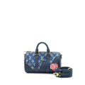 KEEPALL XS MONOGRAM DENIM/LEATHER BLUE GHW