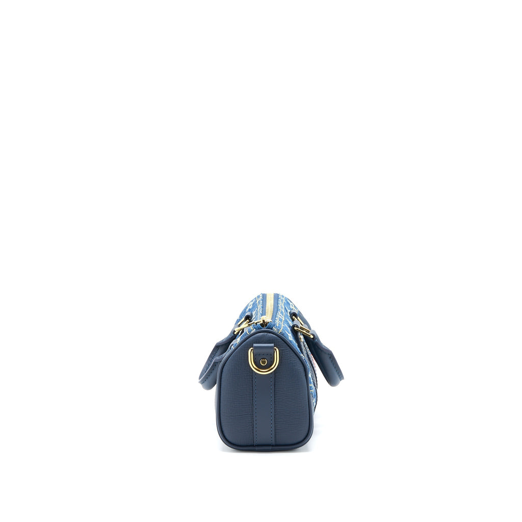 KEEPALL XS MONOGRAM DENIM/LEATHER BLUE GHW