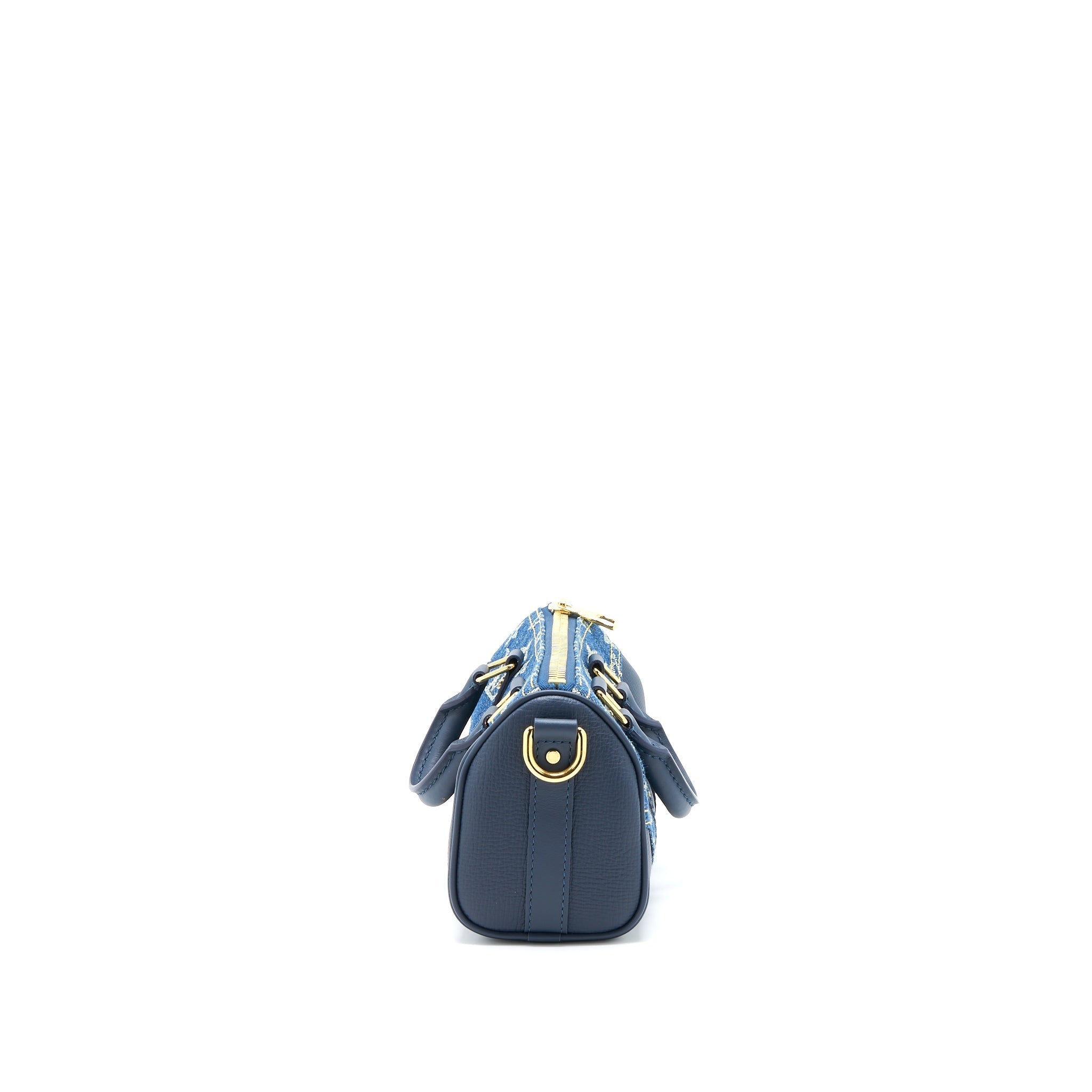 KEEPALL XS MONOGRAM DENIM/LEATHER BLUE GHW
