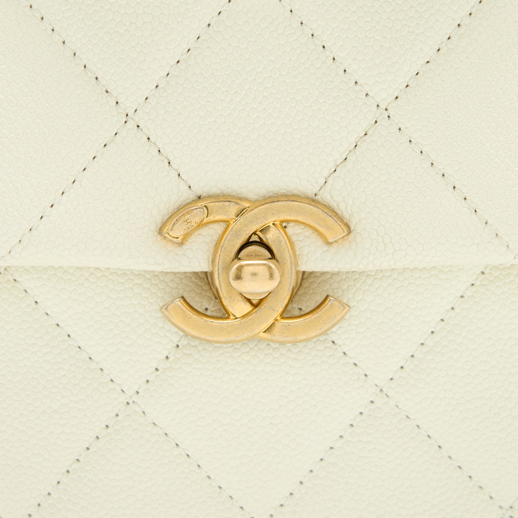 22P FLAP BACKPACK CAVIAR WHITE BRUSHED GHW (MICROCHIP)