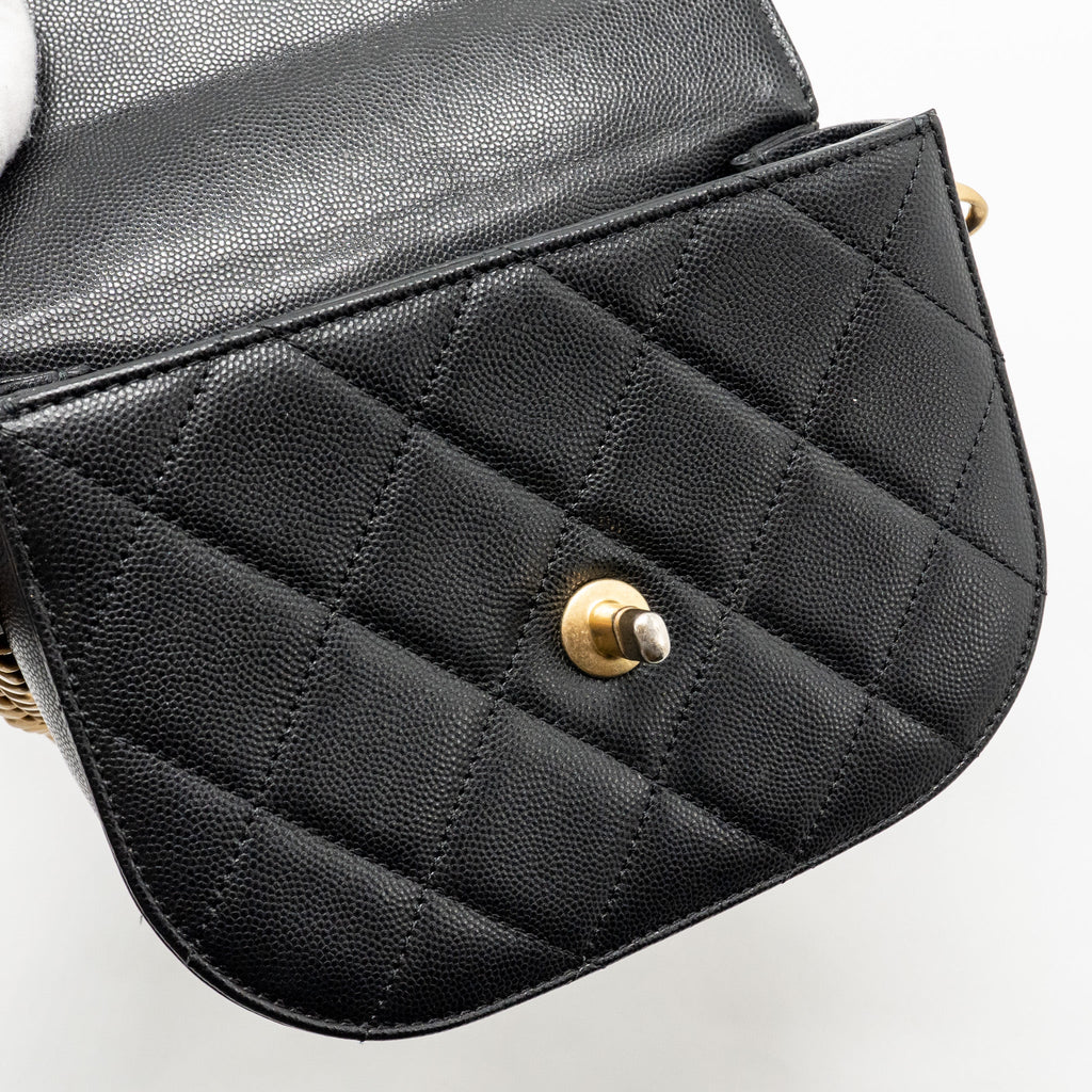 22B ROUND MESSENGER BAG CAVIAR BLACK GHW (MICROCHIP)