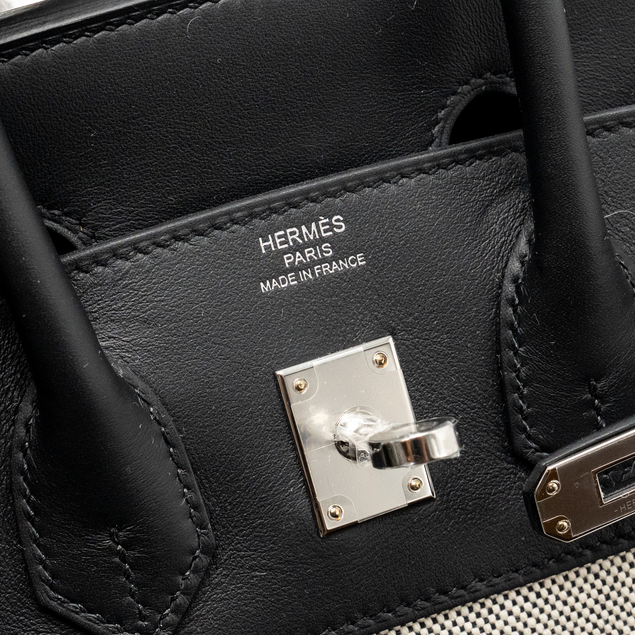 HERMES BIRKIN 25 TOILE H CANVAS/SWIFT LEATHER ECRU-NOIR/NOIR SHW