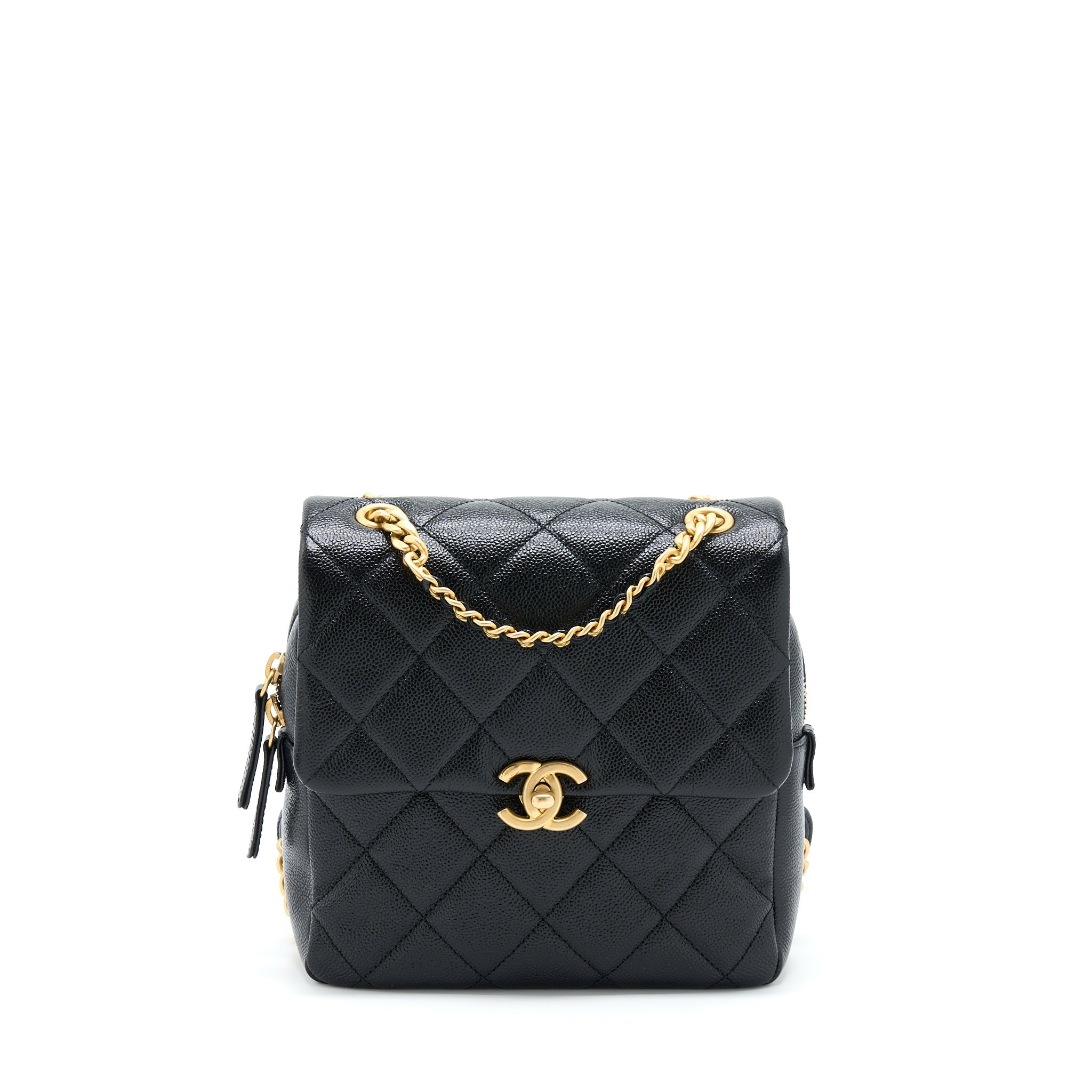 22P FLAP BACKPACK CAVIAR BLACK GHW (MICROCHIP)