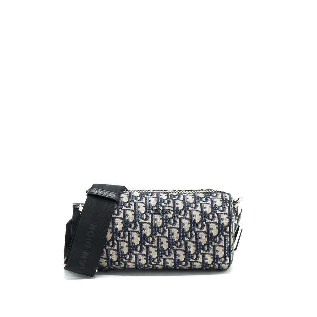 BLUE OBLIQUE MESSENGER ROLLER BAG
