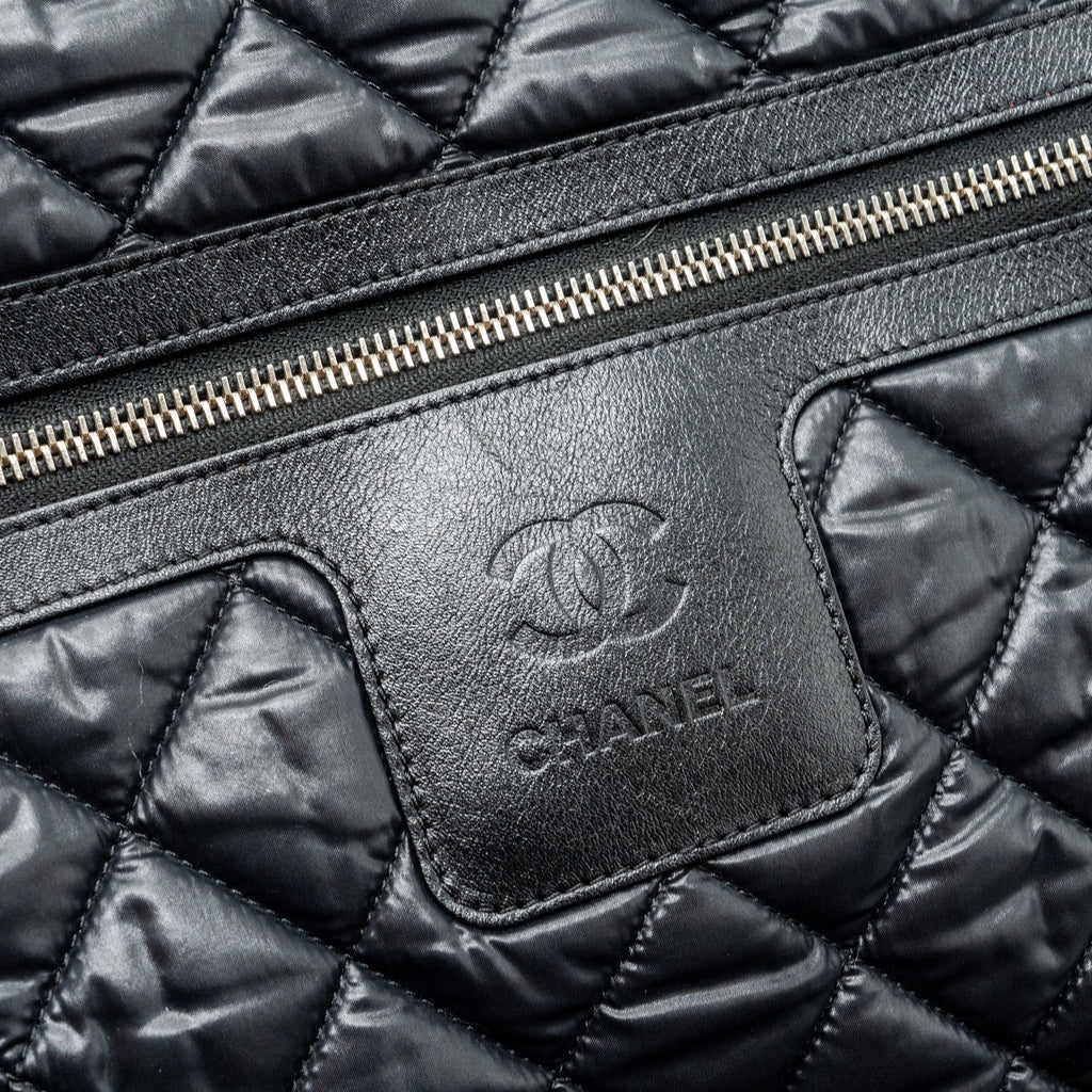 COCO COCOON BACKPACK QUILTED NYLON/LEATHER BLACK GHW