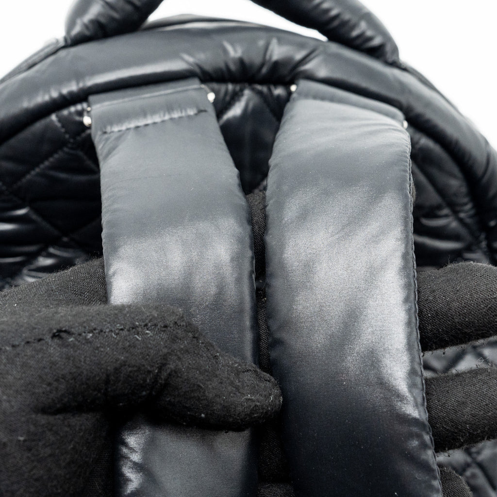 COCO COCOON BACKPACK QUILTED NYLON/LEATHER BLACK GHW