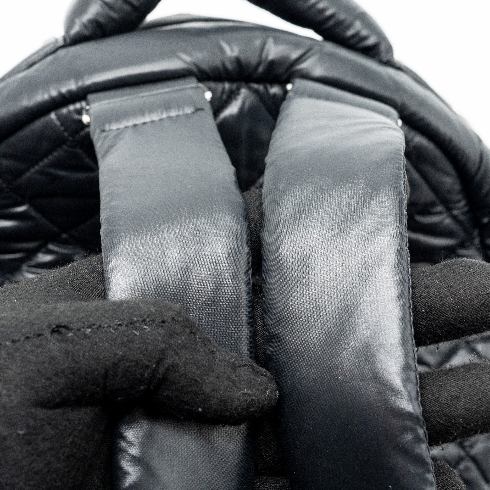 COCO COCOON BACKPACK QUILTED NYLON/LEATHER BLACK GHW