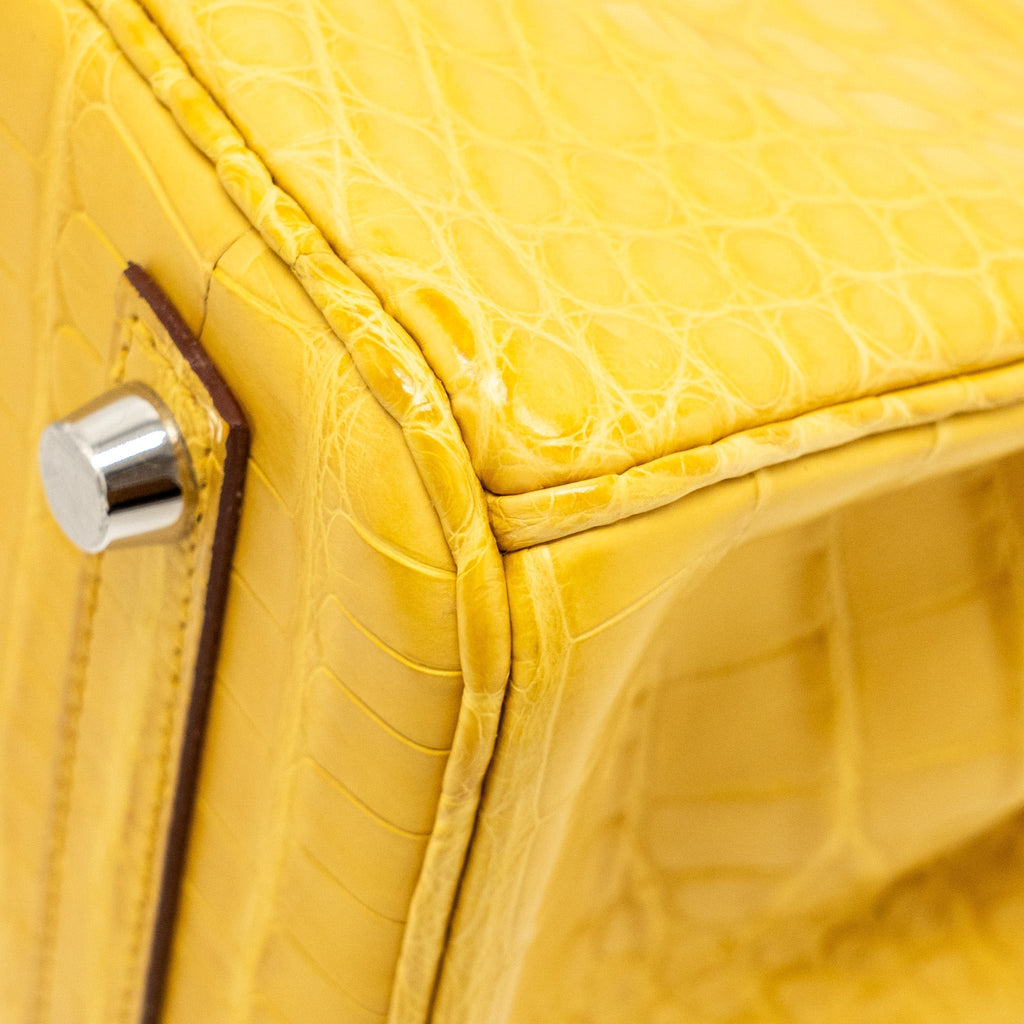 HERMES BIRKIN 25 ALLIGATOR MISSISSIPPIENSIS MAT 9D JAUNE AMBRE SHW