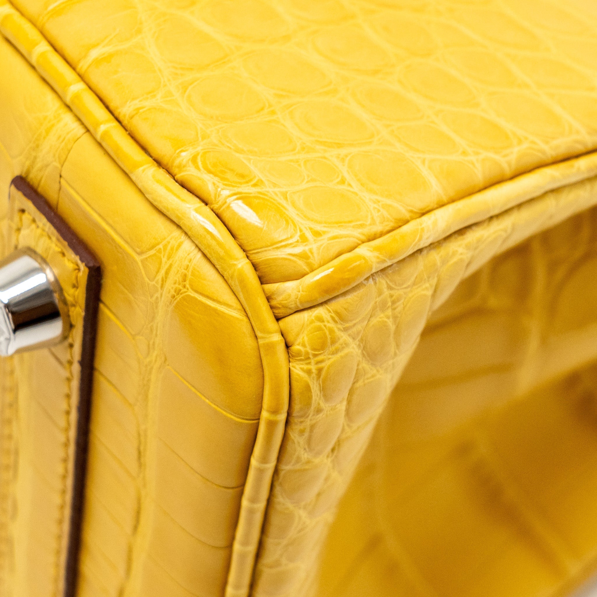 HERMES BIRKIN 25 ALLIGATOR MISSISSIPPIENSIS MAT 9D JAUNE AMBRE SHW