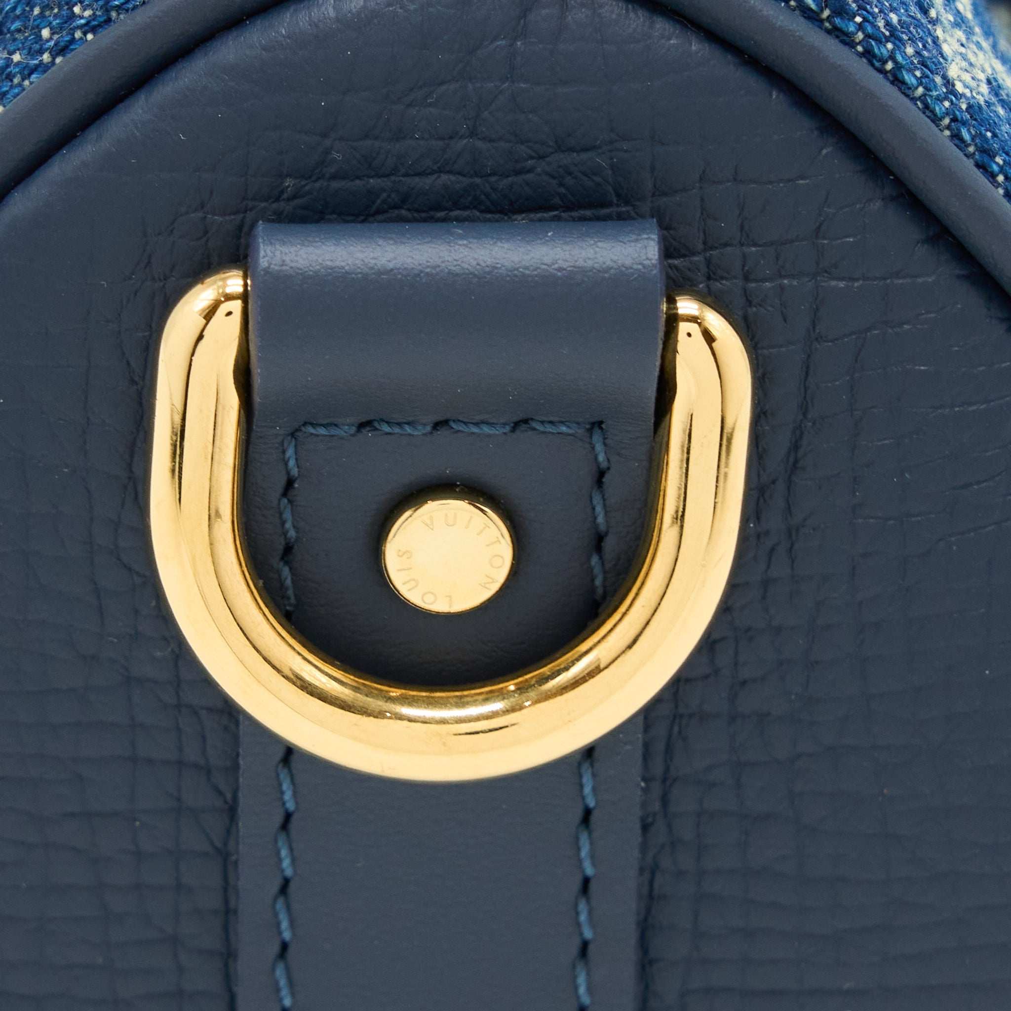 KEEPALL XS MONOGRAM DENIM/LEATHER BLUE GHW