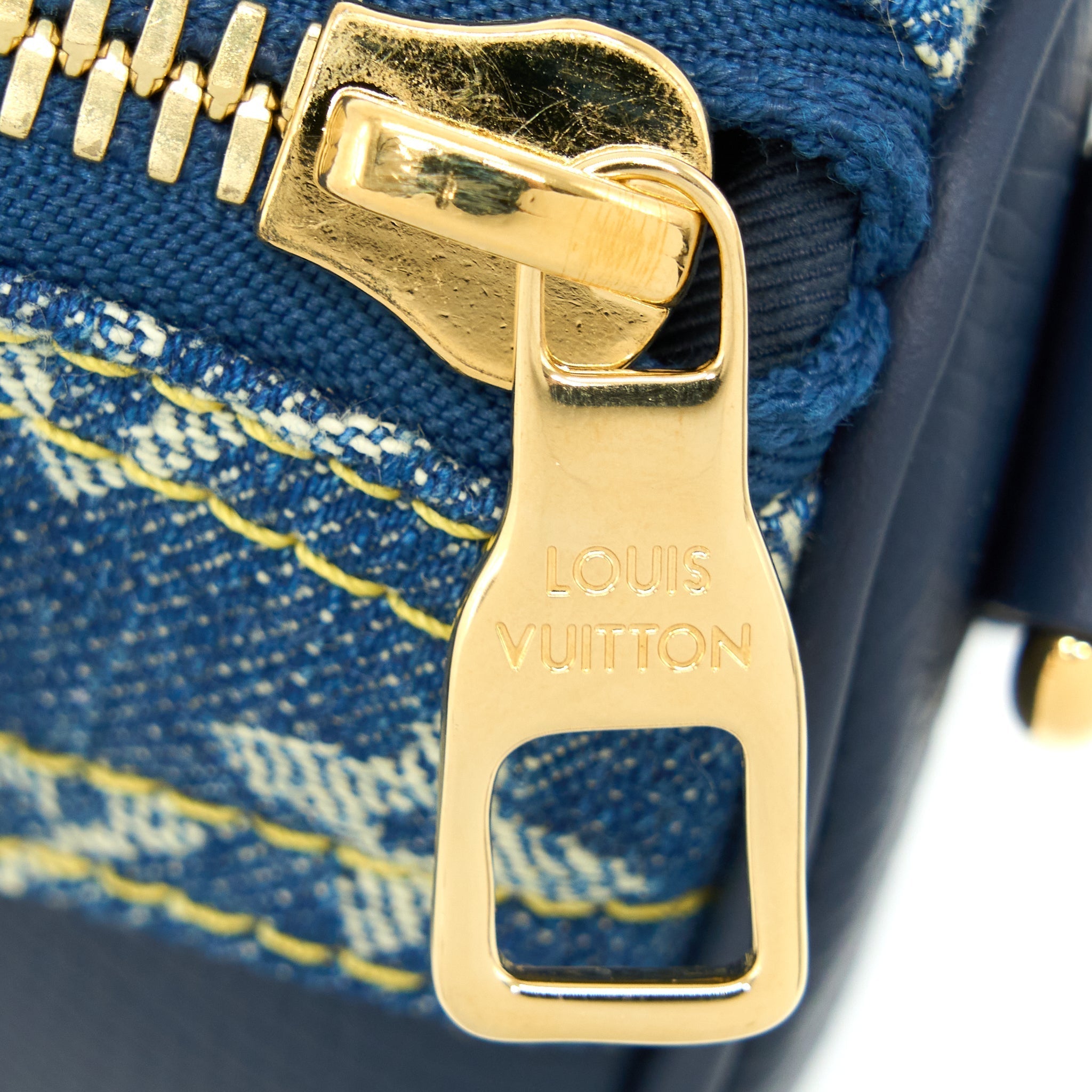 KEEPALL XS MONOGRAM DENIM/LEATHER BLUE GHW