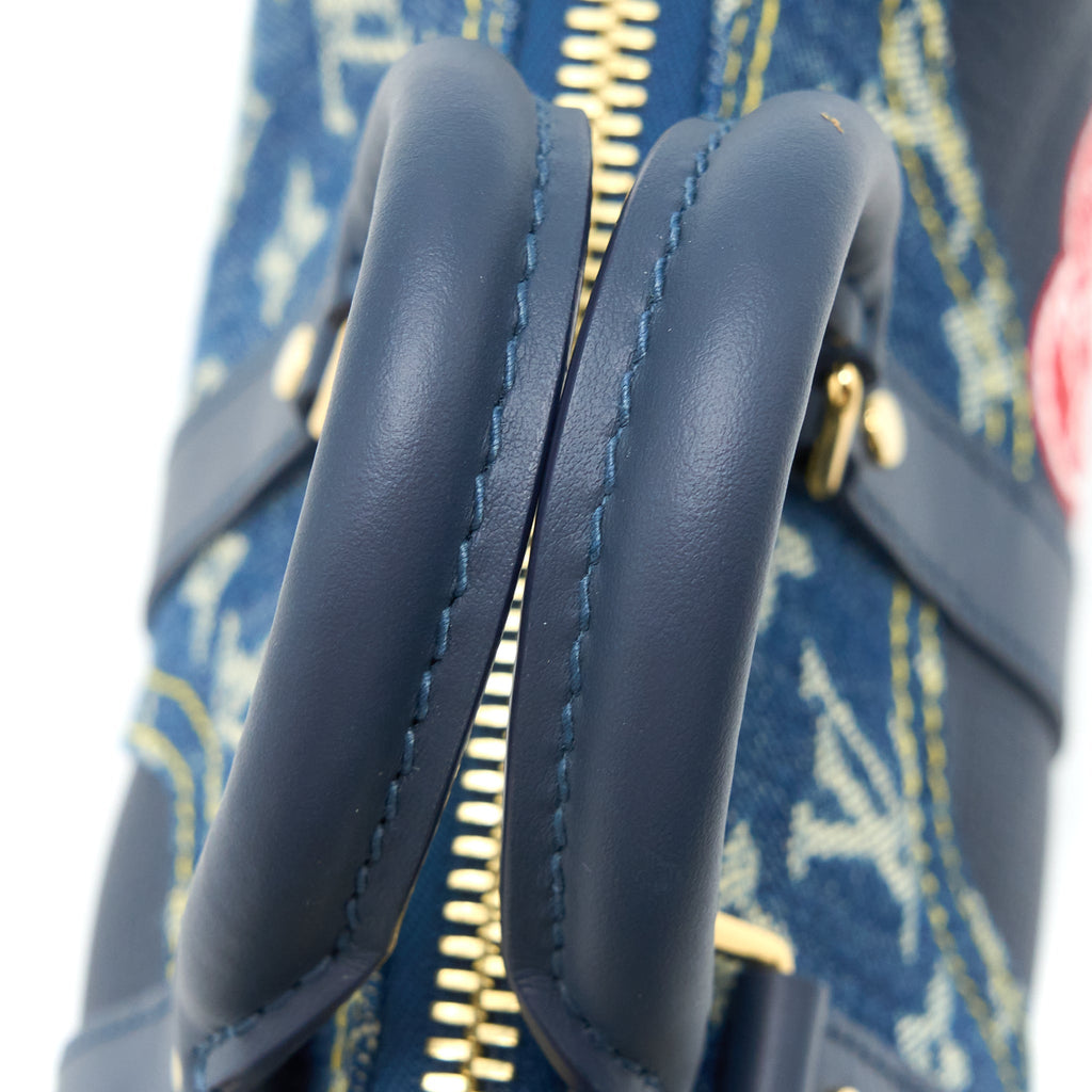 KEEPALL XS MONOGRAM DENIM/LEATHER BLUE GHW