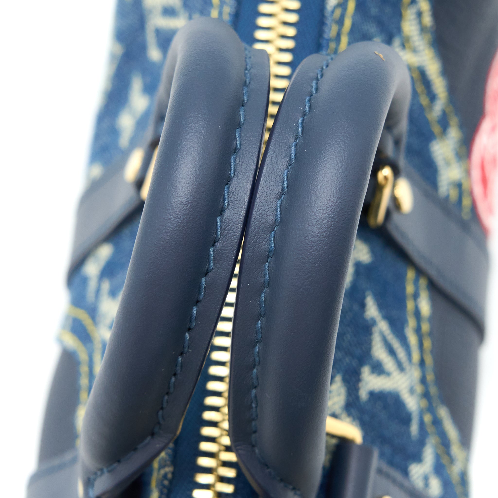 KEEPALL XS MONOGRAM DENIM/LEATHER BLUE GHW