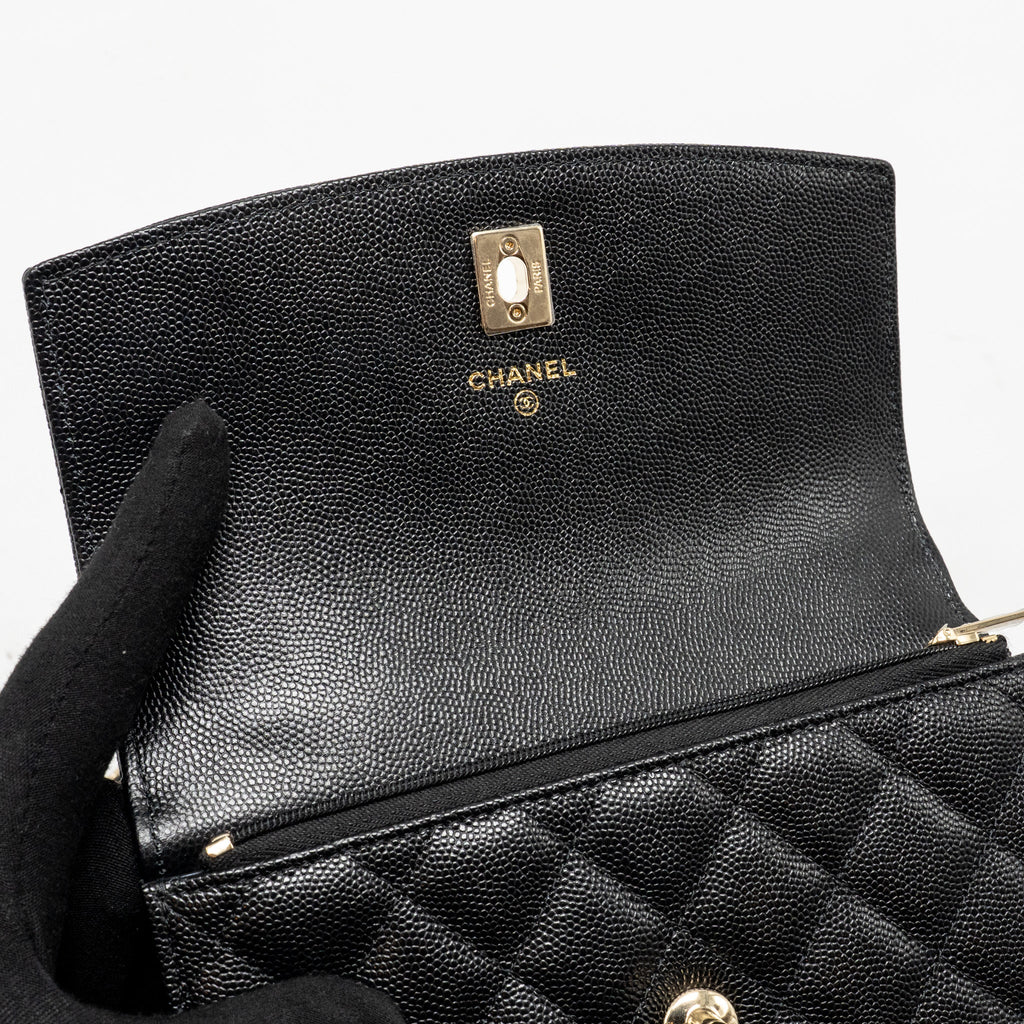 25C QUILTED CC TOP HANDLE MINI BACKPACK CAVIAR BLACK LGHW (MICROCHIP)