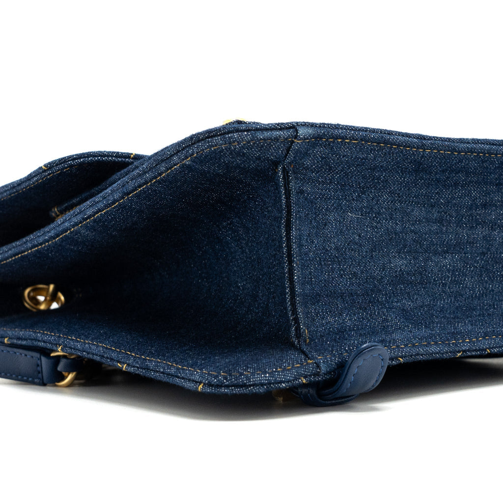 23S FLAP BACKPACK DENIM BLUE WITH GHW (MICROCHIP)