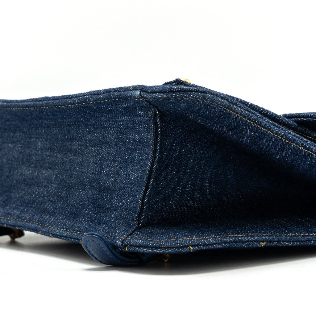 23S FLAP BACKPACK DENIM BLUE WITH GHW (MICROCHIP)
